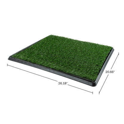 Artificial Grass Puppy Pee Pad for Dogs and Small Pets - 20x25 Reusable 3-Layer Potty Training Pad with Tray - Dog House and Pet Supplies by PETMAKER