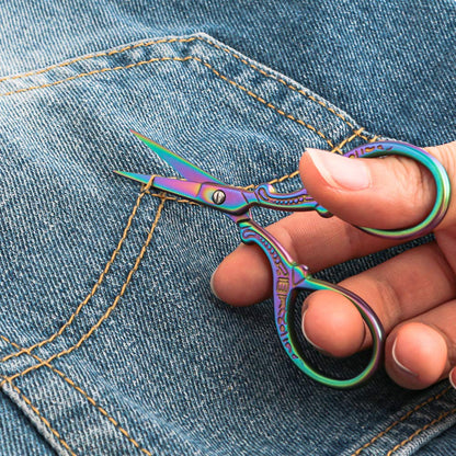 Asdirne Embroidery Scissors, Stainless Steel Sharp Tip Scissors, DIY Tools for Embroidery, Craft, Needle Work, Art Work & Everyday Use, 2 Pcs, 4.7"/5.3", Colourful