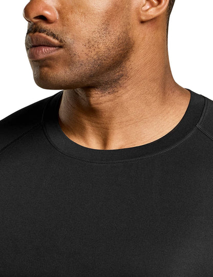 ATHLIO Men's Cool Dry Short Sleeve Compression Shirts, Sports Baselayer T-Shirts Tops, Athletic Workout Shirt, 3pack Tops Black/Black/Black, Medium