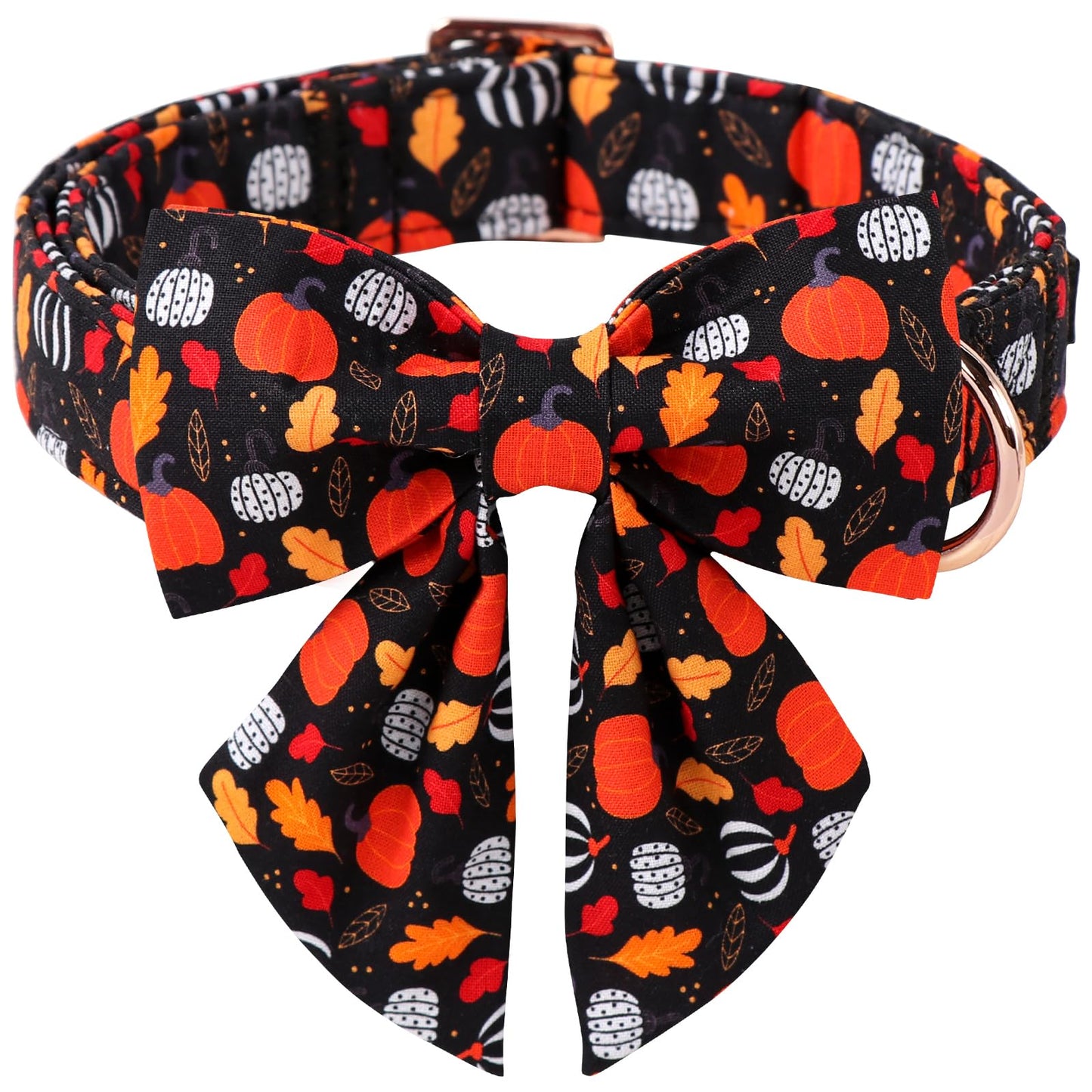 ARING PET Halloween Dog Collar with Bow, Cotton Autumn Black Pumpkin Orange Sailor Bowtie Collars with Metal Buckle for Puppy Small Medium Large Girl Boy Dogs Pets-S