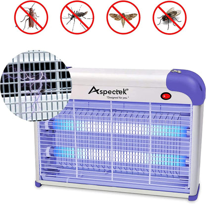 ASPECTEK 20W Indoor Bug Zapper, Powerful UV Bugs Lamp Attract Insects and 2800V Grid Kills Flying Insects, Includes 2 Replacement Insect Killer Lights