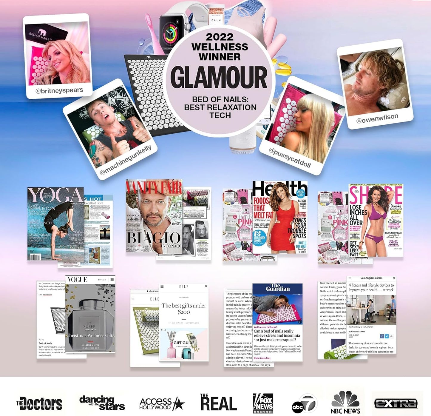 BED OF NAILS The Original Premium Acupressure Mat, 8,820 Acupuncture Pressure Points for Back Pain Relief, Increased Energy, Relaxation, FSA/HSA Eligible, with Drawstring Bag, 29 x 16 x 1, Jet Black