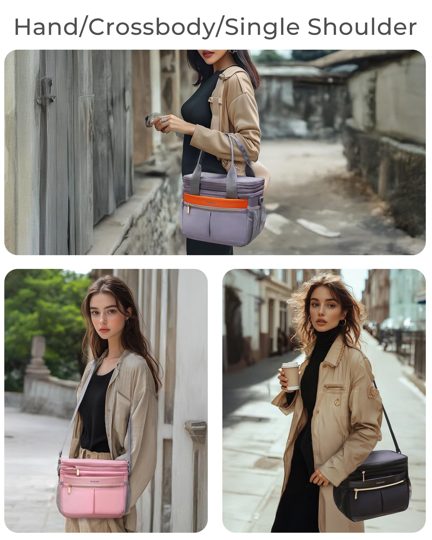 Hedcaw Lunch Box for Women Double Deck Insulated Lunch Bag Women Expandable Leakproof Reusable Lunch Cooler Bag for Work, Office, Picnic, Purple