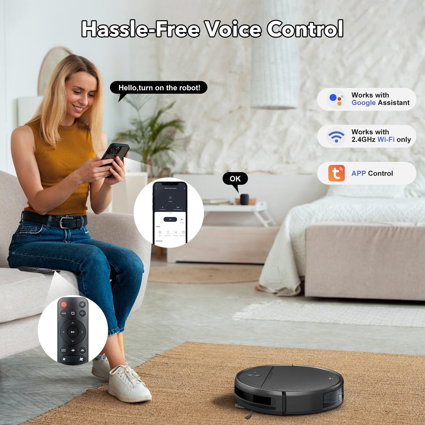 iMartine 2 in 1 Mopping and Vacuuming Robot, Robot Vacuum and Mop Combo Compatible with WiFi/App, Robotic Vacuum Cleaner Self-Charging, Slim, Ideal for Pet Family, Hard Floor, Hair, Low Pile Carpet