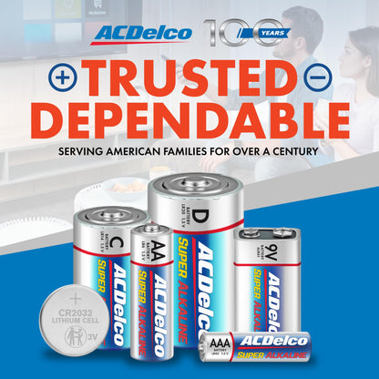 ACDelco 100-Count Triple AAA Batteries, Maximum Power Super Alkaline Battery, 10-Year Shelf Life, Reclosable Packaging