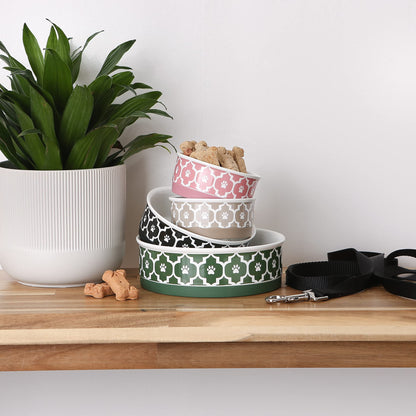 Bone Dry Lattice Collection Pet Bowl & Canister, Small Set, 4.25x2 inches, Hunter Green, 2 Piece