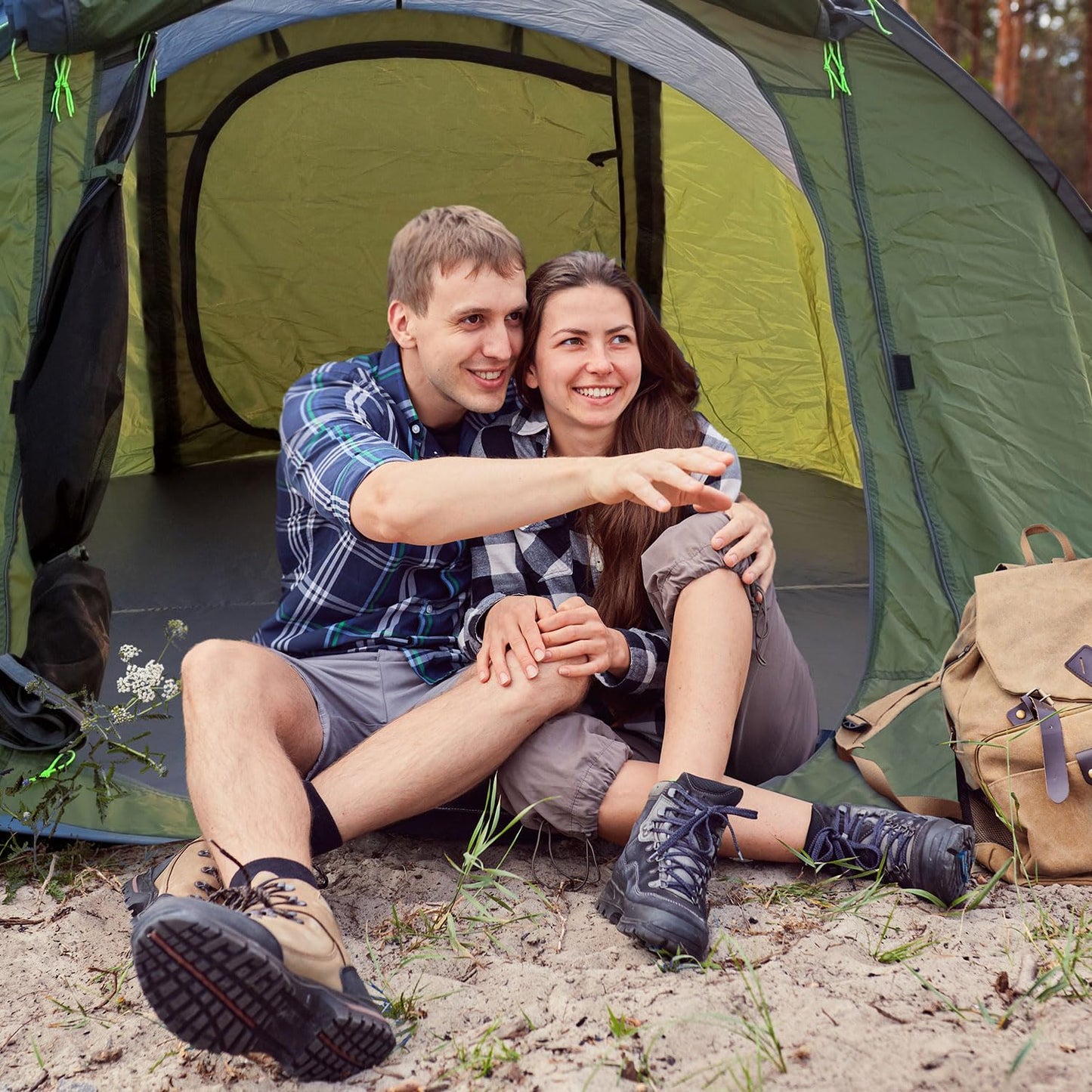 4 Person Easy Pop Up Tent,9.5’X6.6’X52'',Waterproof, Automatic Setup,2 Doors-Instant Family Tents for Camping, Hiking & Traveling