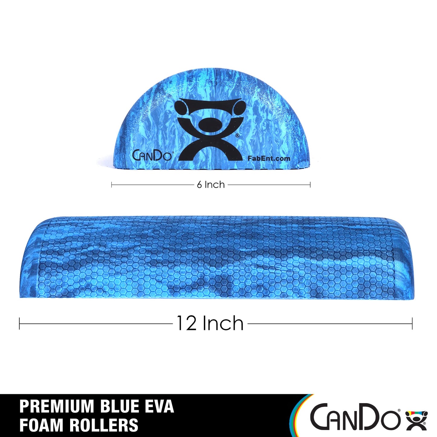 CanDo Premium Blue Marble EVA Foam Roller for Muscle Restoration, Massage Therapy, Sport Recovery and Physical Therapy 6" x 12" Half-Round