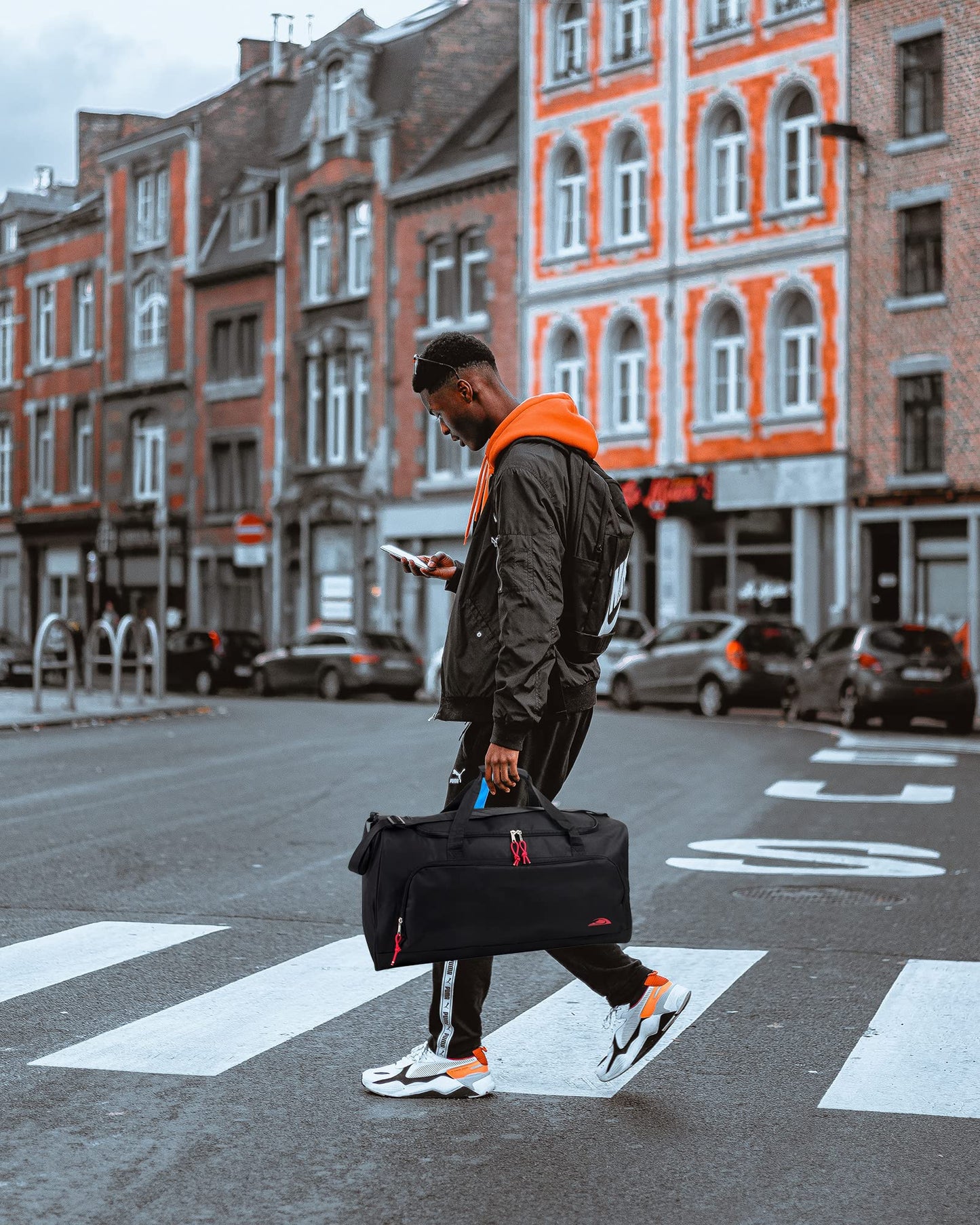 55 Liter, 24 Inch Lightweight Canvas Duffle Bags for Men & Women For Traveling, the Gym, and as Sports Equipment Bag/Organizer (Black 2)