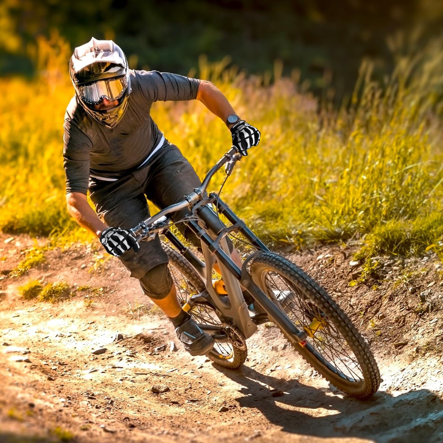 Azarxis Skeleton Gloves Reflective for Men Women, Skull Gloves Glow in The Dark Anti Slip for Cycling Motocycling Halloween Cosplay Party Thanksgiving Christmas (White - Reflective, Large)