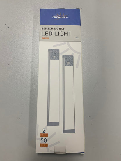 HIBOITEC Cabinet Lighting LED with Motion Sensor, Dimmable Under-Unit Light Kitchen 50 LED Cabinet Light, Cabinet Lighting Wireless USB Cabinet Light Battery for Wardrobe, White Light, 25.5 cm