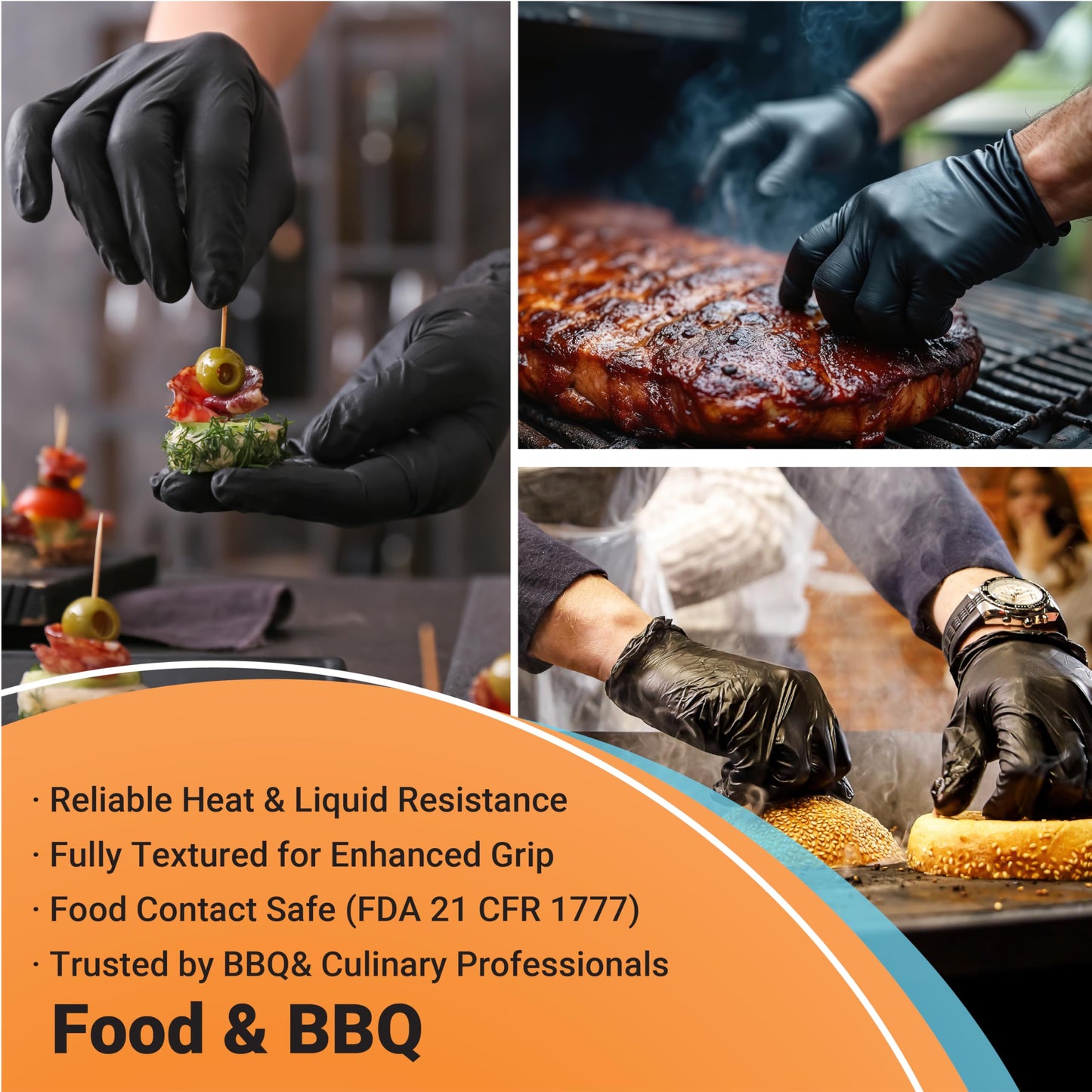 ASAP Thick Black Nitrile Gloves Disposable Latex Free - 6 Mil, Powder Free, Food Safe, Kitchen & Mechanic Gloves - Durable Rubber Cleaning Supplies (Small, 100 Count)