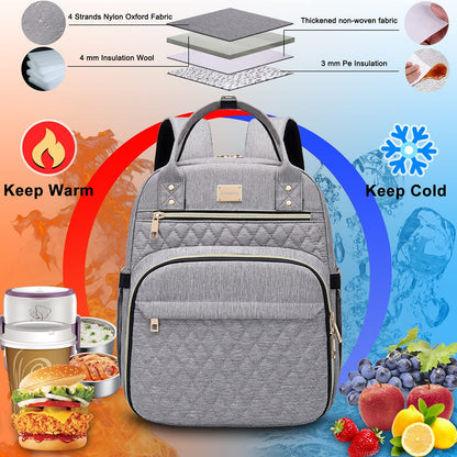 Artelaris Stylish Insulated Lunch Backpack for Women , Waterproof Travel Cooler Bag for Teacher Nurse Work School Picnic Book