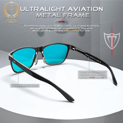 ATTCL Men's Retro Metal Frame Driving Polarized Sunglasses For Men 18587blue