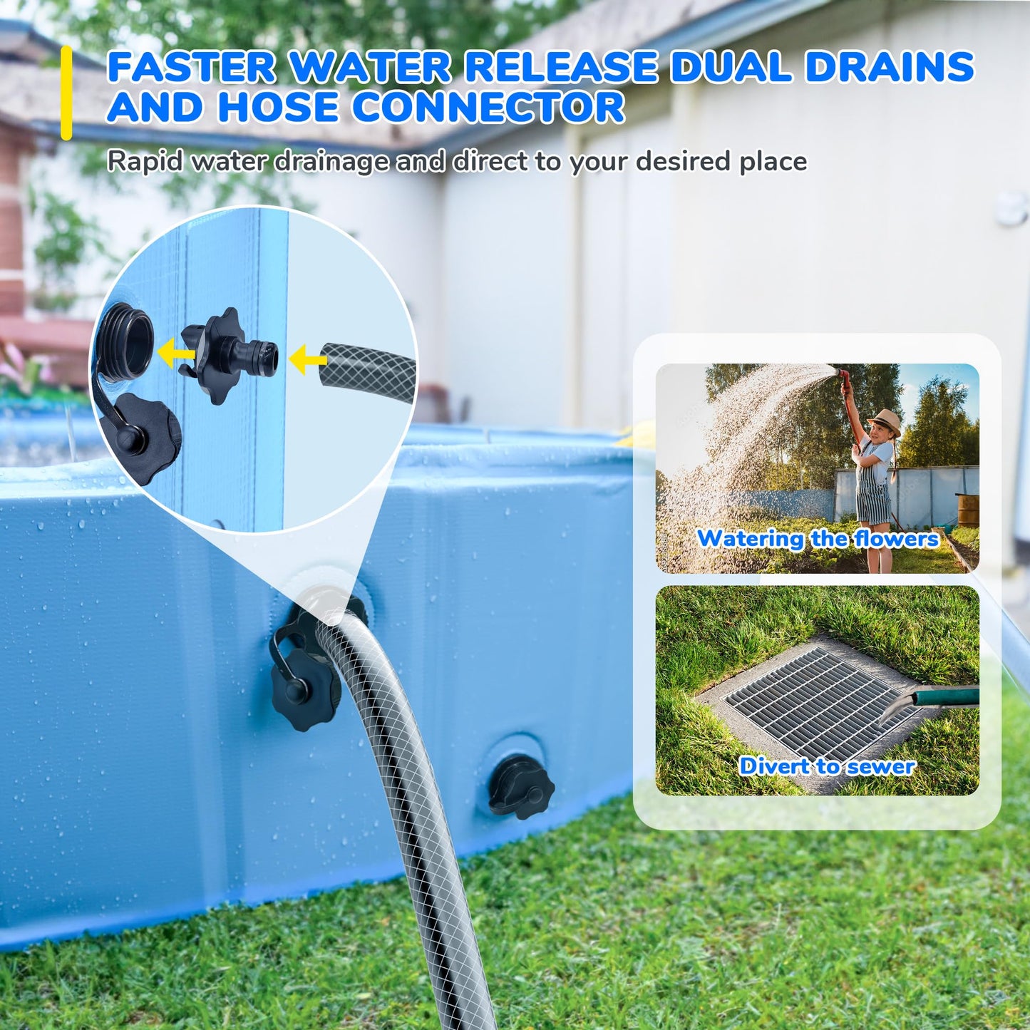 Bilibara 87'' Foldable Dog Pool, Sprinkler Pool for Kids, Non-Slip Heavy Duty Dogs Splash Pad for Small Dogs, Hard Plastic Kiddie Bathtubs for Backyard