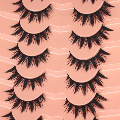 Winifred False Eyelashes - Anime Wispy Cat Eye Natural Spiky Thick Manga Lashes for Cosplay