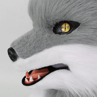 HAOAN Furry Dog Mask Animal Full Head Wolf Fox Realistic Masks for Halloween Carnival Fancy Dress Party Cosplay Costume Women Men