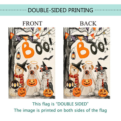 Baccessor Halloween Boo House Flag Vertical Double Sided,Scary Pumpkin Ghost Spooky Dog 28 x 40 Inch Burlap Welcome Yard Flag for Halloween Farmhouse Holiday Yard Outdoor Decoration