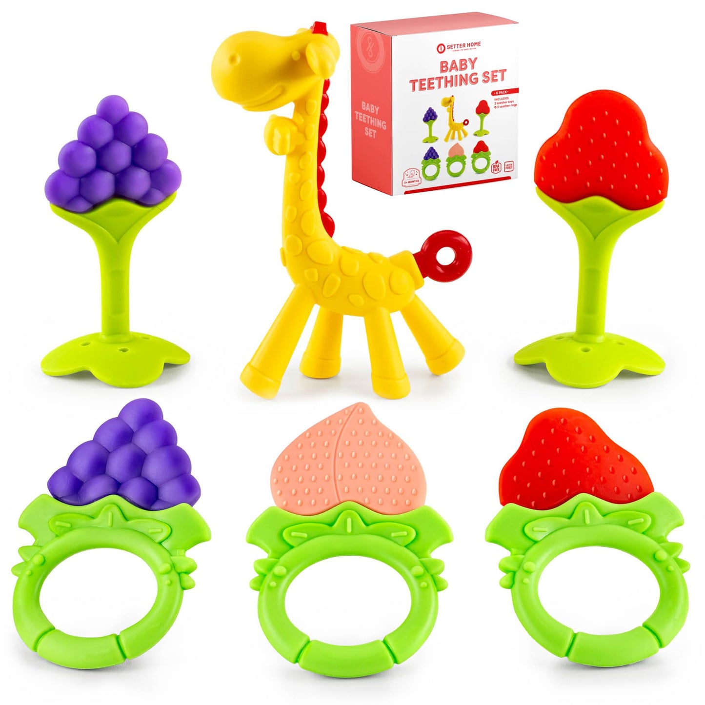 Baby Teething Toys 6-Pack | Newborn Teether Set | Food Grade Silicone | Freezer Safe | Soothing & Calming | BPA-Free | Frozen Teething Toys for Babies 0-6 Months | Essential Baby Gear