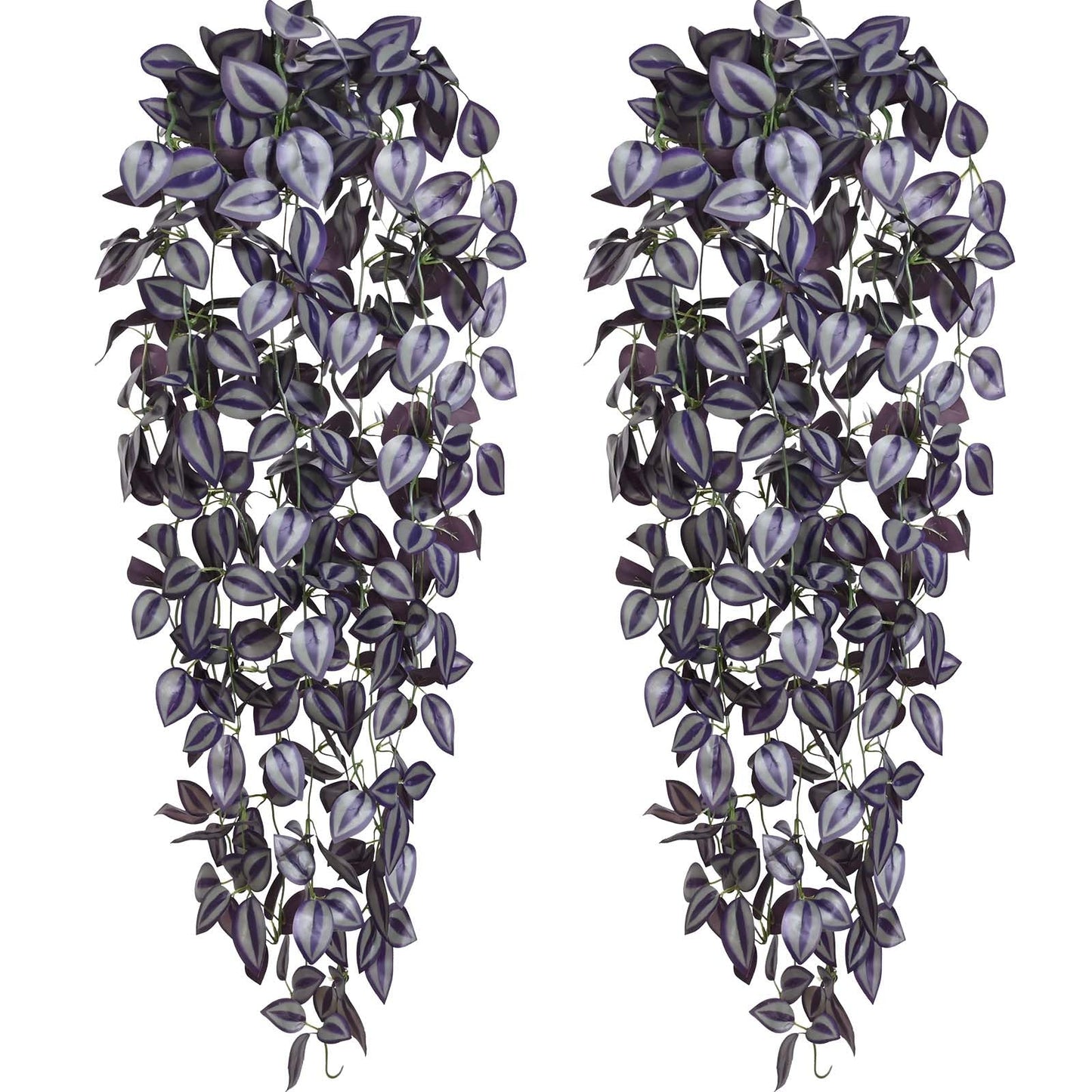 BLEUM CADE Fake Hanging Plants, 2pcs Artificial Hanging Plant, Faux Deep Purple Vines Hanging Plant for Wall Home Living Room Indoor Outdoor Halloween Decor (No Baskets)