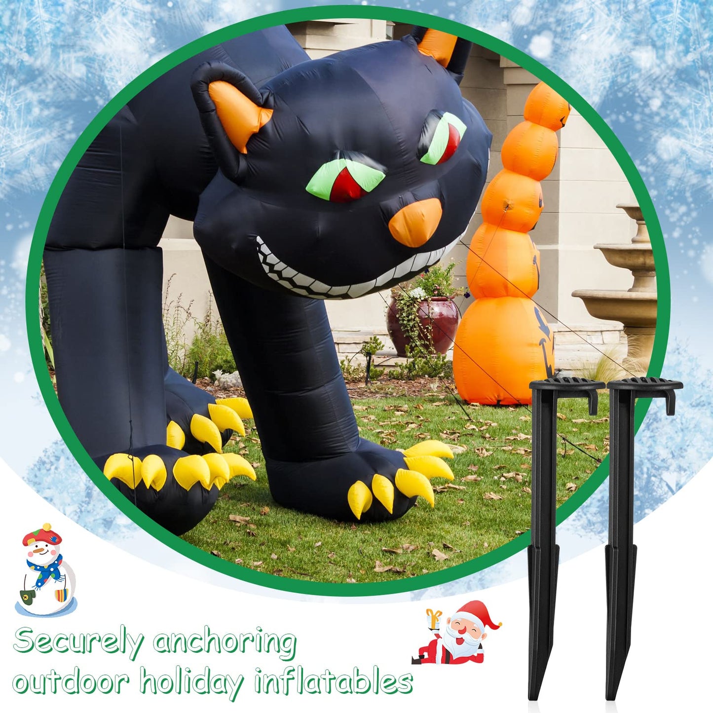 Blulu 36 Pieces Inflatable Stakes with Tethers & Hooks Plastic Tent Tie Down Stakes Float Anchors Inflatables for Christmas Halloween Garden Yard Lawn Decorations