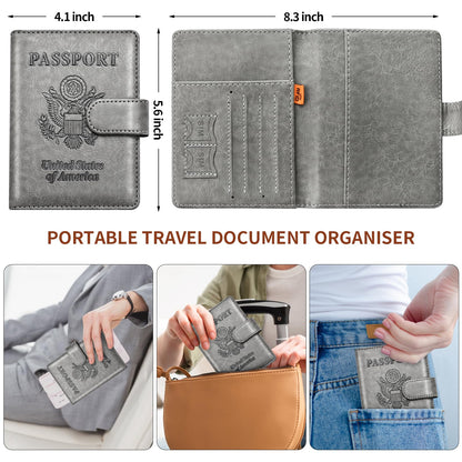 Herain Passport Holder for Travel Cruise Essentials, 2 Pcs Passport Cover Wallet Case Women Men Family, RFID Passports Book Card Holders Travel Accessorie Gifts Must Haves