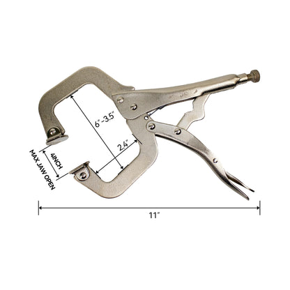 HFS (R) 11-Inch Swivel Pad Locking C-Clamp Locking Pliers (10 pcs) - Heavy-Duty Heat-Treated Steel with Nickel Plating