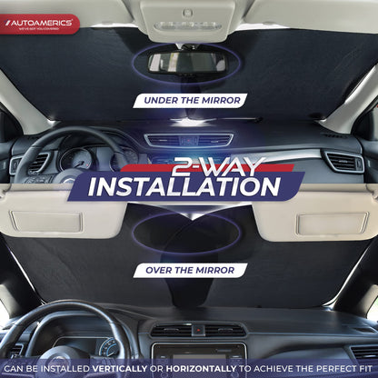 Autoamerics Windshield Sun Shade 2-Piece Foldable Car Front Window Sunshade for Most Sedans SUV Truck - Auto Sun Blocker Visor Protector Blocks Max UV Rays and Keeps Your Vehicle Cool - Medium Fit