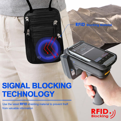 BAGSVIEWER Neck Wallet, RFID Blocking Passport Holder for Travel, Waterproof and Slim Pouch with Adjustable Neck Strap for Men, Women to Secure Cash and Credit Cards, 8" × 8.5"