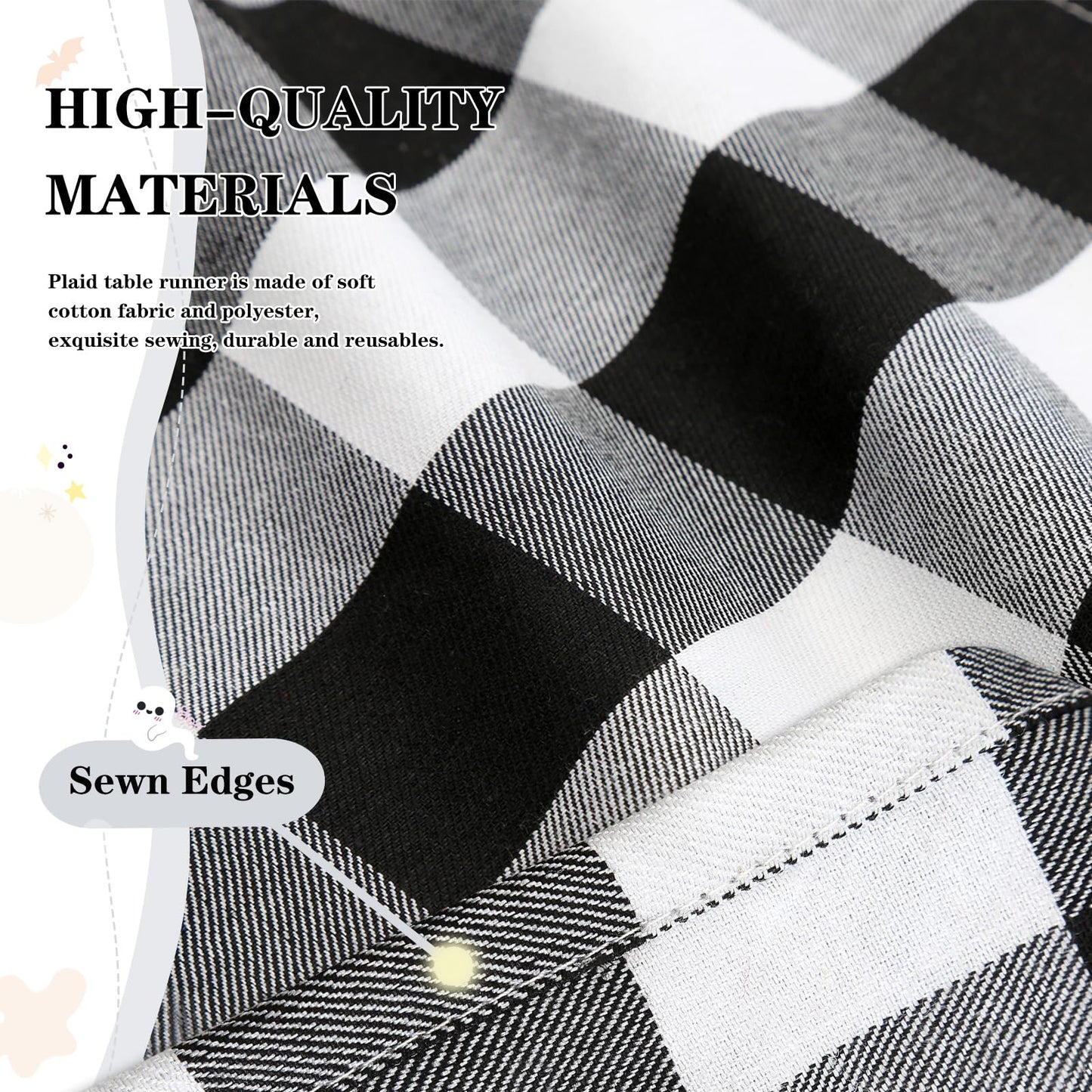 Buffalo Plaid Table Runners 2 Packs 13x84 Inches Black and White Check Table Runner Fall Thanksgiving Table Runners for Parties