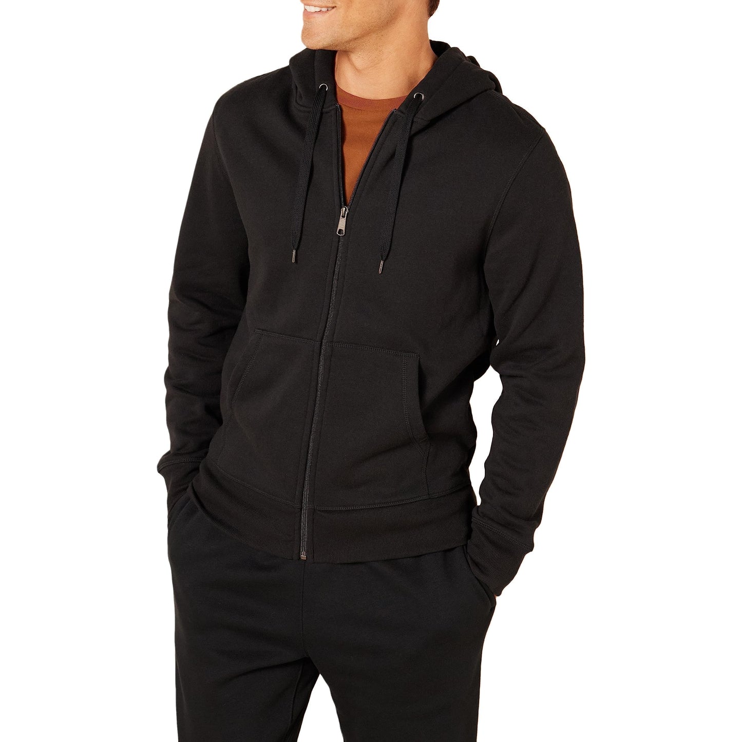 Amazon Essentials Men's Full-Zip Fleece Hoodie (Available in Big & Tall), Black, Small