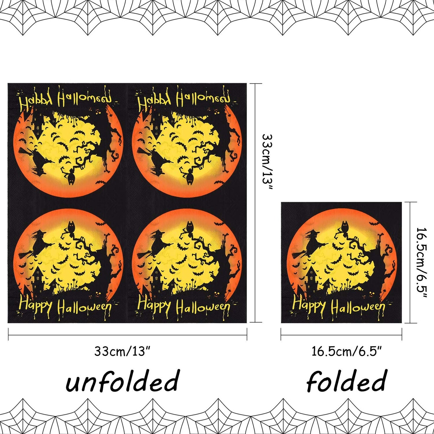 ASTARON 60 Pack Halloween Napkins 13"× 13", Disposable Paper Cocktail Napkins for Halloween Table Decorations Party Supplies