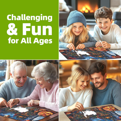 Blueforest Halloween 1000 Piece Jigsaw Puzzle for Adults - Spooky Ghosts, Skeletons, Pumpkins, Witch & Haunted House Puzzle, Challenging Fun Adult Puzzles for Relaxation, Decor & Gifts