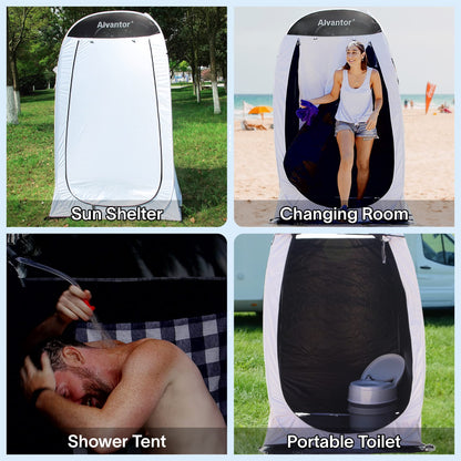 Alvantor Shower Tent Portable Changing Room, Outdoor Toilet, Pop Up Shelter for Privacy, Dressing Room, and Shelter - Teflon-Coated Fabric, Patent Pending 4'x 4'x 7'