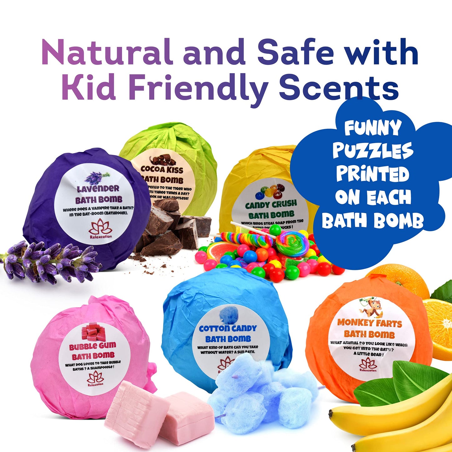 Bath Bombs for Kids Set with Toys Surprise Inside Cute Funny Animals - Organic & Natural Bath Bombs for Boys and Girls - Kid Safe Bubble - Handmade in USA