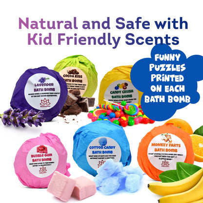 Bath Bombs for Kids Set with Toys Surprise Inside Cute Funny Animals - Organic & Natural Bath Bombs for Boys and Girls - Kid Safe Bubble - Handmade in USA