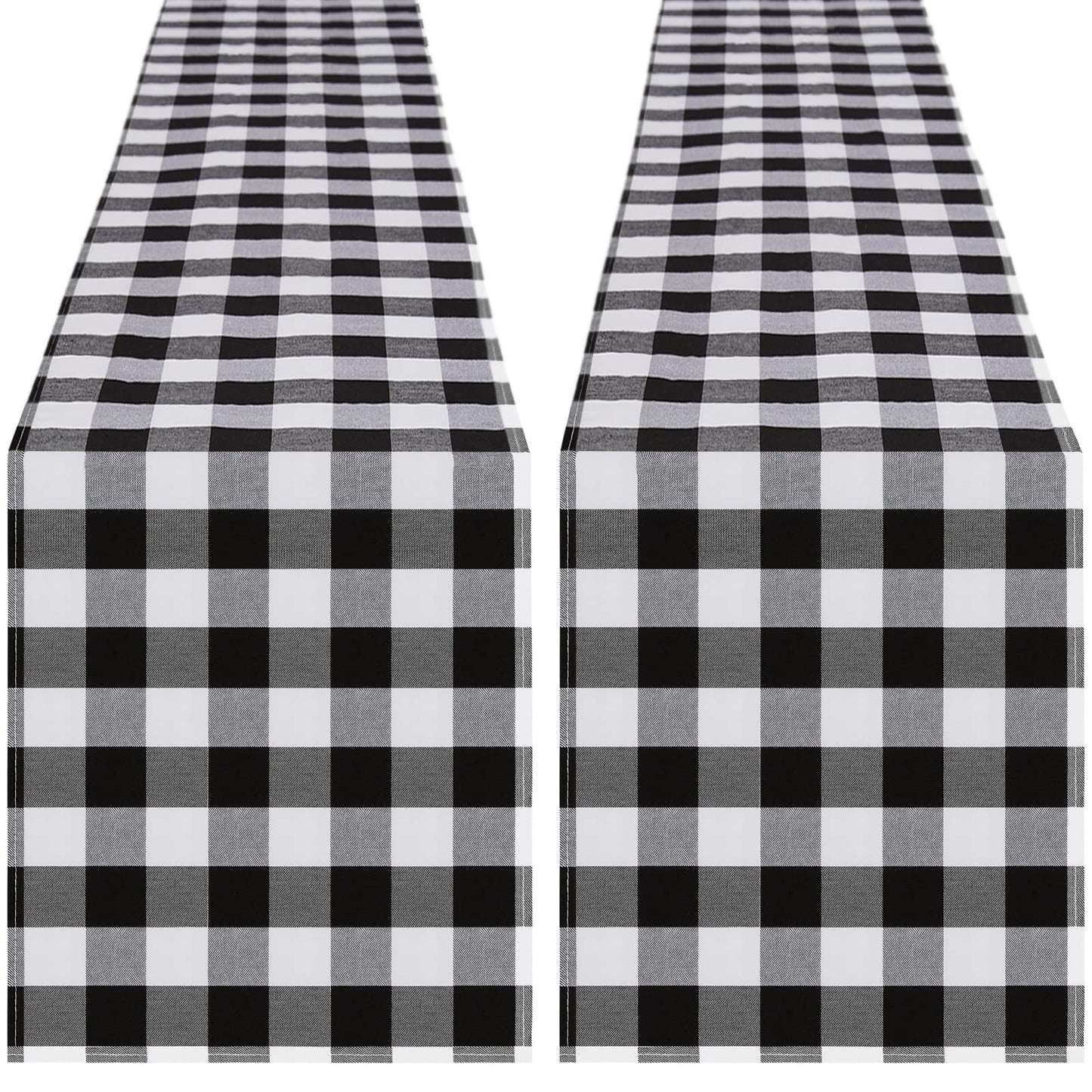 Buffalo Plaid Table Runners 2 Packs 13x84 Inches Black and White Check Table Runner Fall Thanksgiving Table Runners for Parties