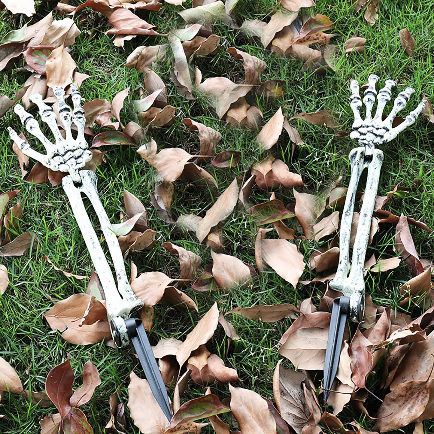 AOFOX Halloween Realistic Skeleton Stakes Zombie Ghost Arm Stake Severed Plastic Skeleton Hands Yard Signs for Lawn Stakes Garden Halloween Props Decoration (6 Pcs White&Black)