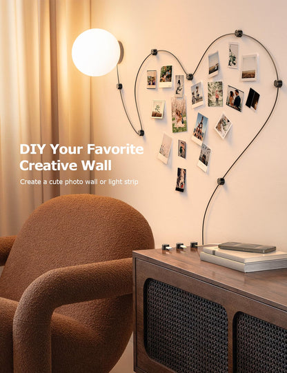 9 Pack Cord Organizer, Chfeila [360°Rotating Twist-Lock] Magnetic Cable Management Clips, Adhesive Phone Charging Keeper Wire Cord Holder for Nightstand/Car/Wall, Office Desk Accessories Decor (Black)