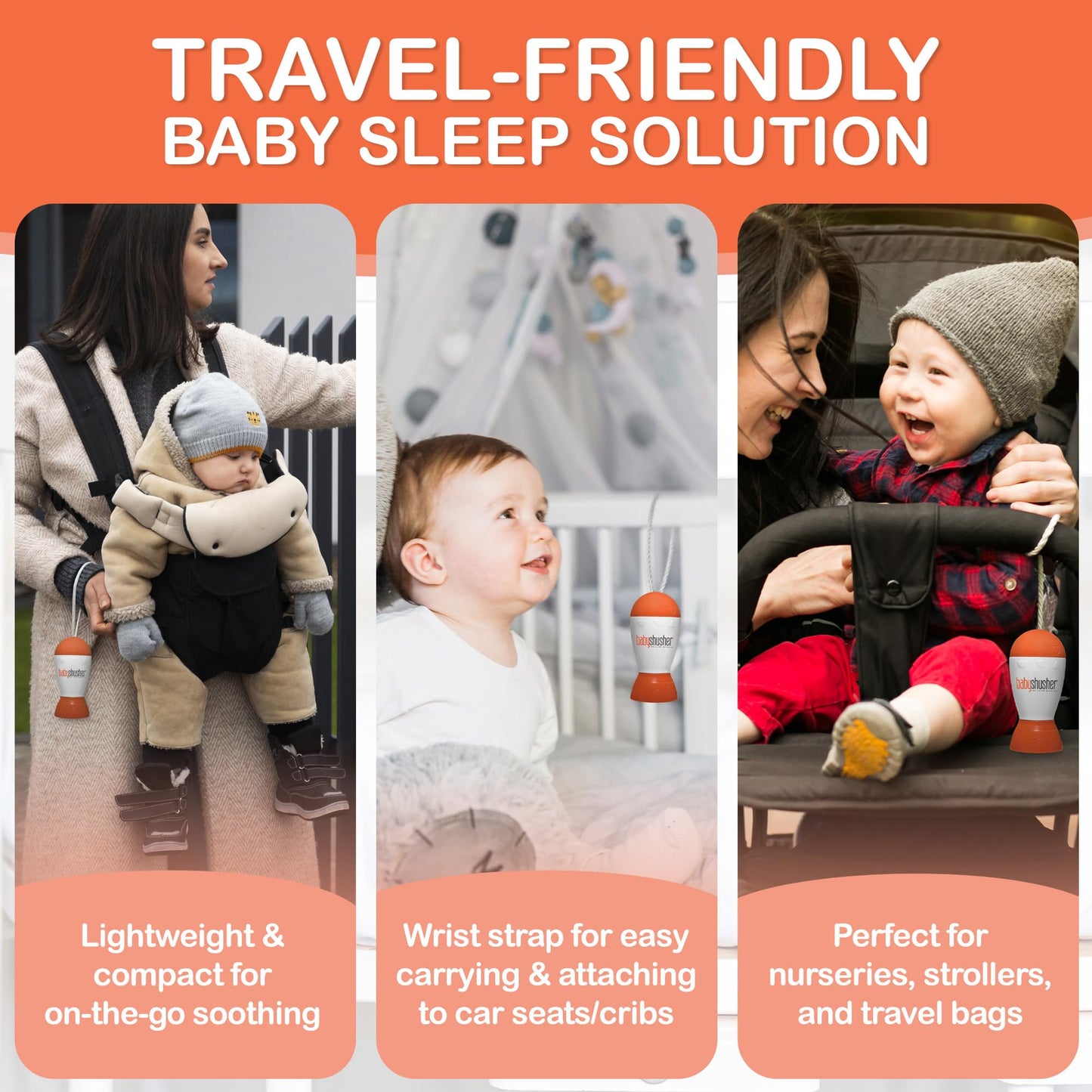 Baby Shusher Portable Sound Machine - White Noise Sound Machine, Baby Soother for Sleeping, Newborn Essentials for Crib, Battery Operated Hush, Travel Friendly - 1 Count