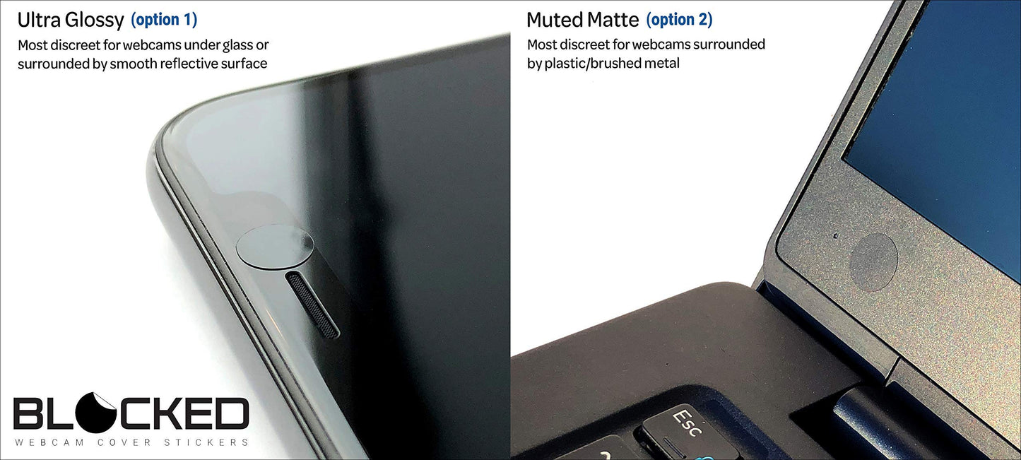 BLOCKED Stackable Webcam/Camera Vinyl Covers | 57 Low-Tack Restickable Webcam Sticker | 3-Sizes | Black 57-Pack (Muted Matte)