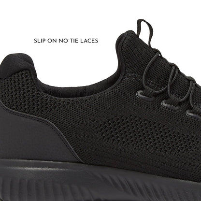 Avia Air Slip On Shoes for Women - Casual Comfortable Athletic Tennis Walking Sneakers for Women with Memory Foam - Black/Black, 9 Wide