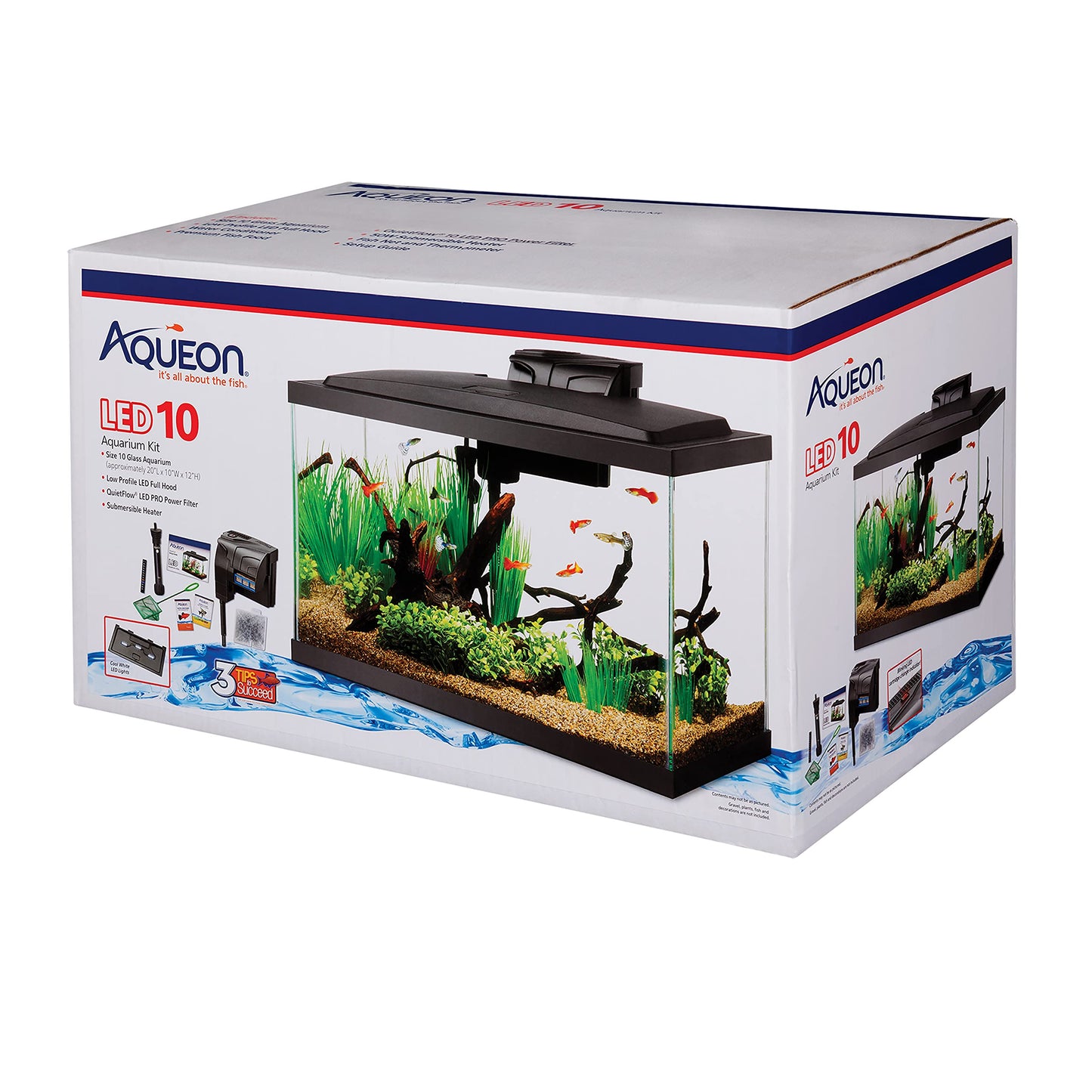 Aqueon Aquarium Fish Tank Starter Kit with LED Lighting 10 Gallon Fish Tank