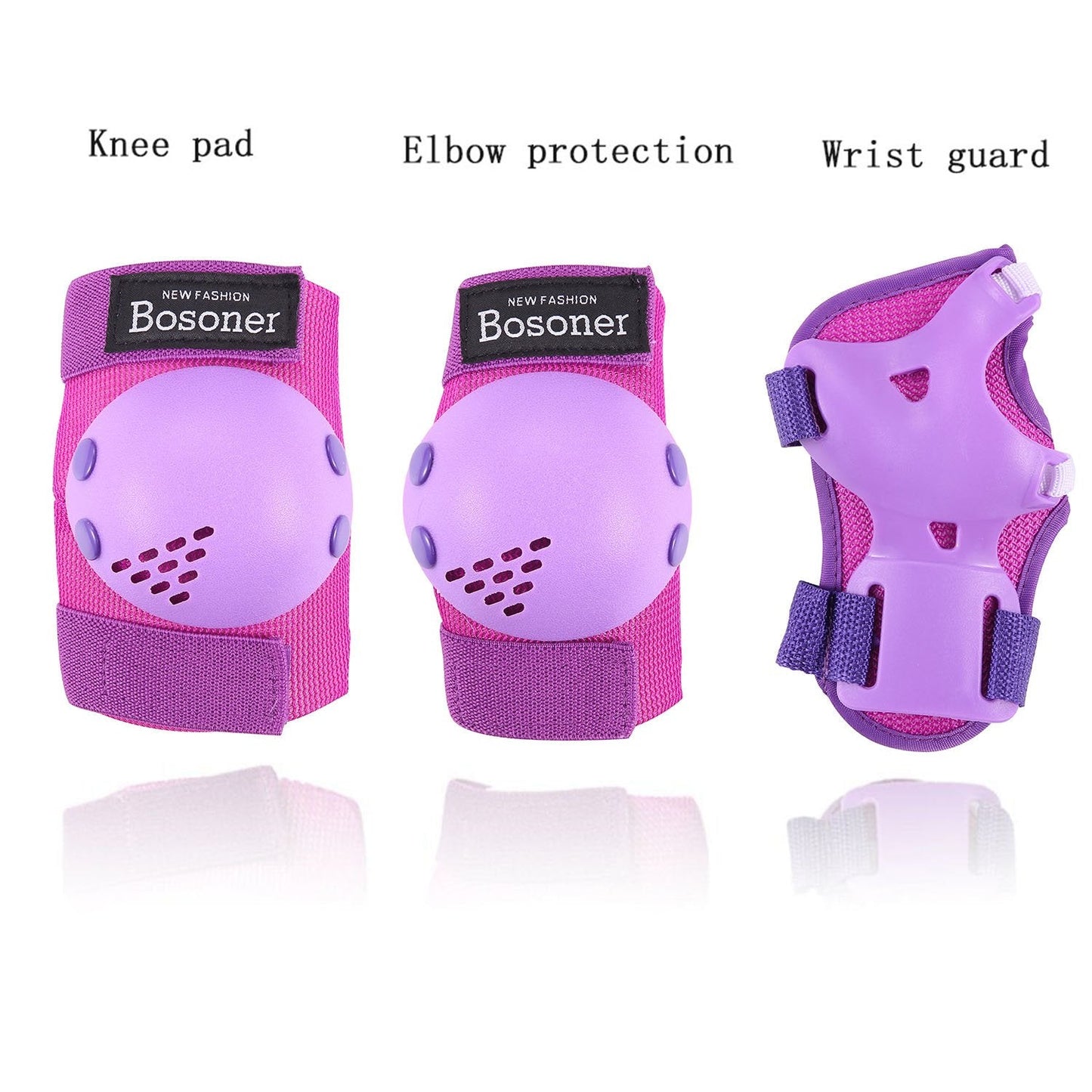 BOSONER Kids/Youth Knee Pads Elbow Pads Wrist Guards Set for 3-15 Years, Child Protective Gear Set for Multi-Sports Outdoor, Roller Skates, Cycling, BMX Bike, Skateboard, Inline Skating, Scooter