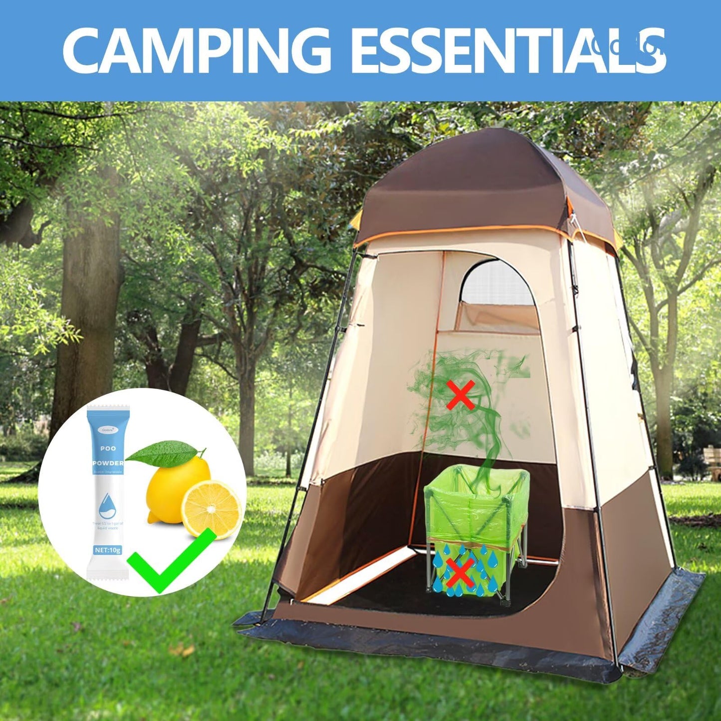 30 Packs ECO-Friendly Portable Toilet Poo Urine Gel Powder, Portable & Fast-Absorbing Camping Toilet Gel, Rapidly Biodegradable Eco Poo Urine Gel, Outdoor Portable Bedpans & Emergencies