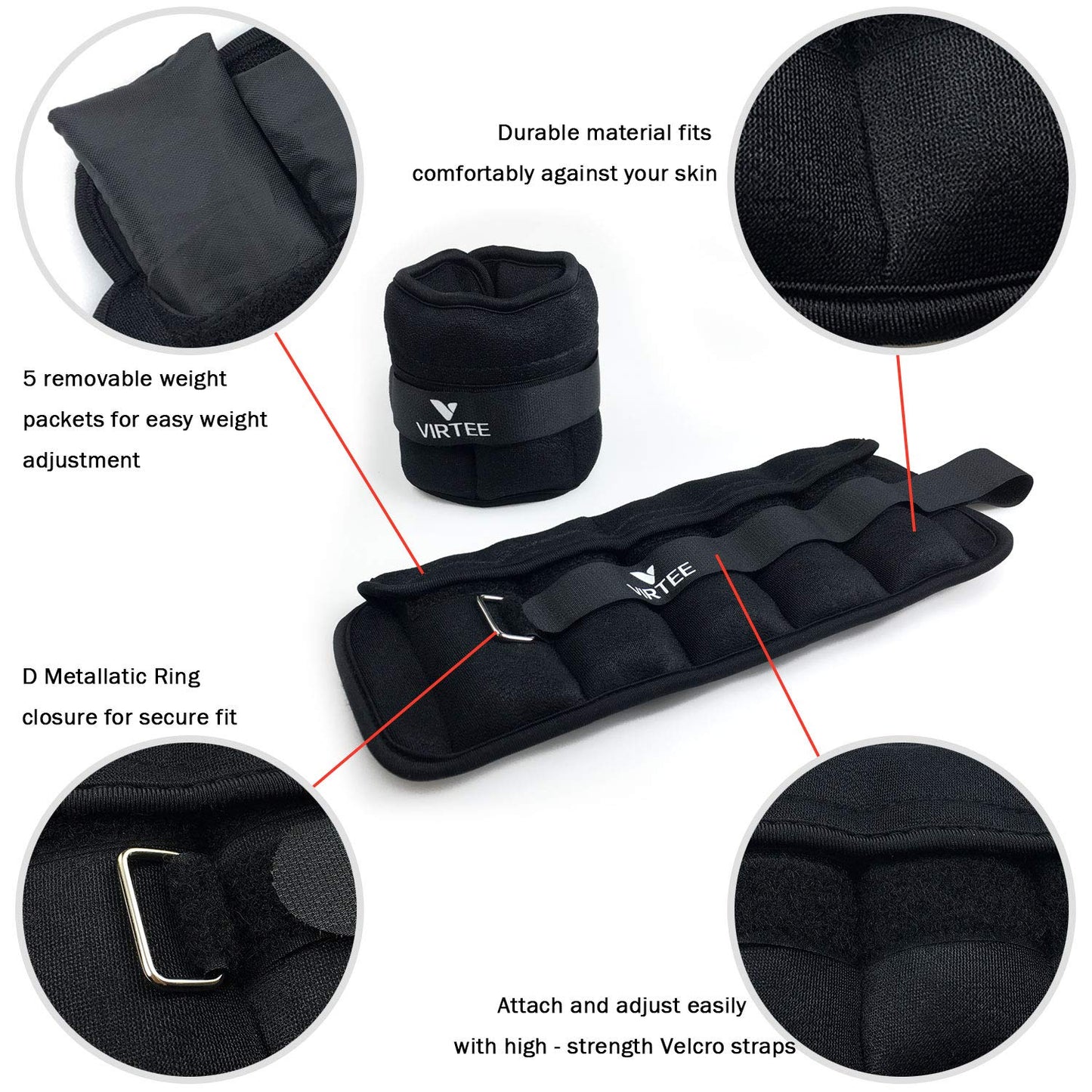 Adjustable Ankle Weights, 3/7/10 Lbs Pair Arm Leg Weights Set for Men and Women, Weighted Ankle Weight for Jogging, Walking, Gymnastics, Aerobics, Physical Therapy