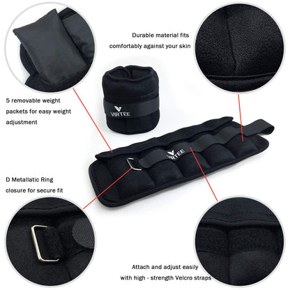 Adjustable Ankle Weights, 3/7/10 Lbs Pair Arm Leg Weights Set for Men and Women, Weighted Ankle Weight for Jogging, Walking, Gymnastics, Aerobics, Physical Therapy