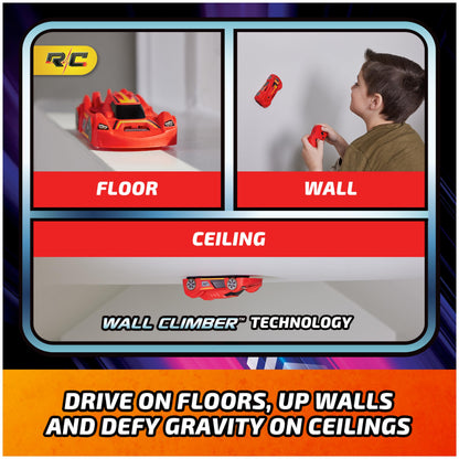 Air Hogs, Zero Gravity Sprint RC Car Wall Climber, Red USB Micro B Rechargeable Indoor Wall Racer, Over 4-Inches, Kids Toys for Kids Ages 4 and up