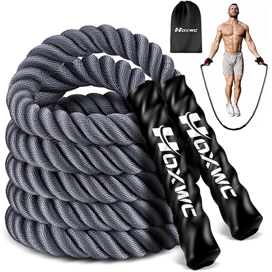 HOXWC Weighted Jump Rope, 2lb Heavy Duty Jump Rope for Fitness, Battle Rope for Fitness Training, Full Body Exercise at Home Gym for Men and Women, Strengthening Legs, Arms and Stabilizing Muscles