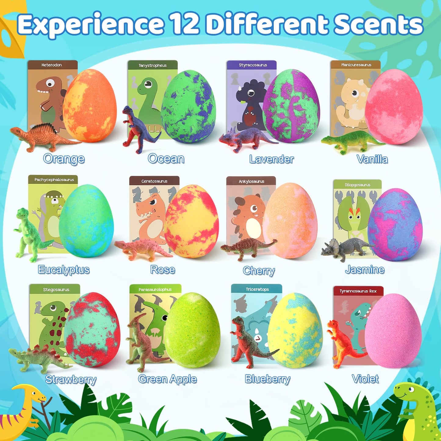 Bath Bombs for Kids with Surprise Toys Inside - 16 Pack Organic Dinosaur Bath Bombs Gift Set, Dinosaur Toys for Kid 3 4 5 6 7 8 9 Years, Bubble Bath Toys, Christmas Gifts, Stocking Stuffers for Kids